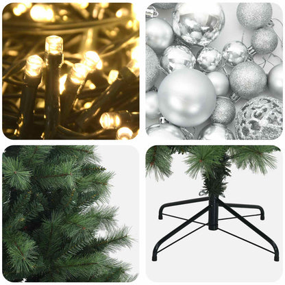 Artificial Hinged Christmas Tree with Baubles 150 cm 150 LEDs
