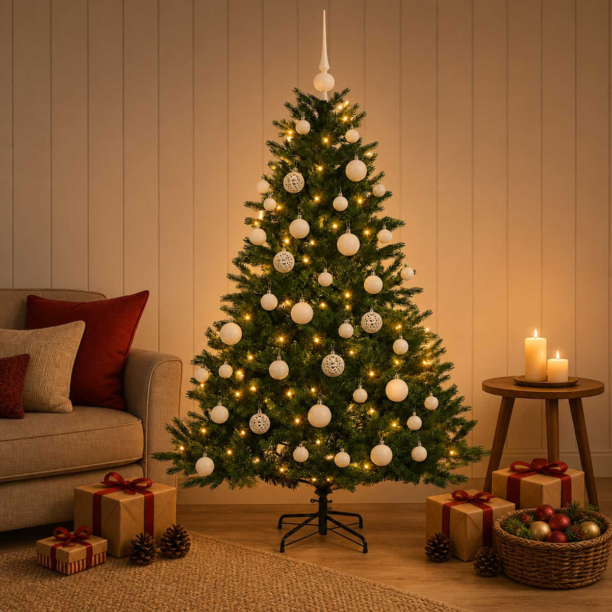 Artificial Christmas Tree with Bauble 120 cm 150 LEDs