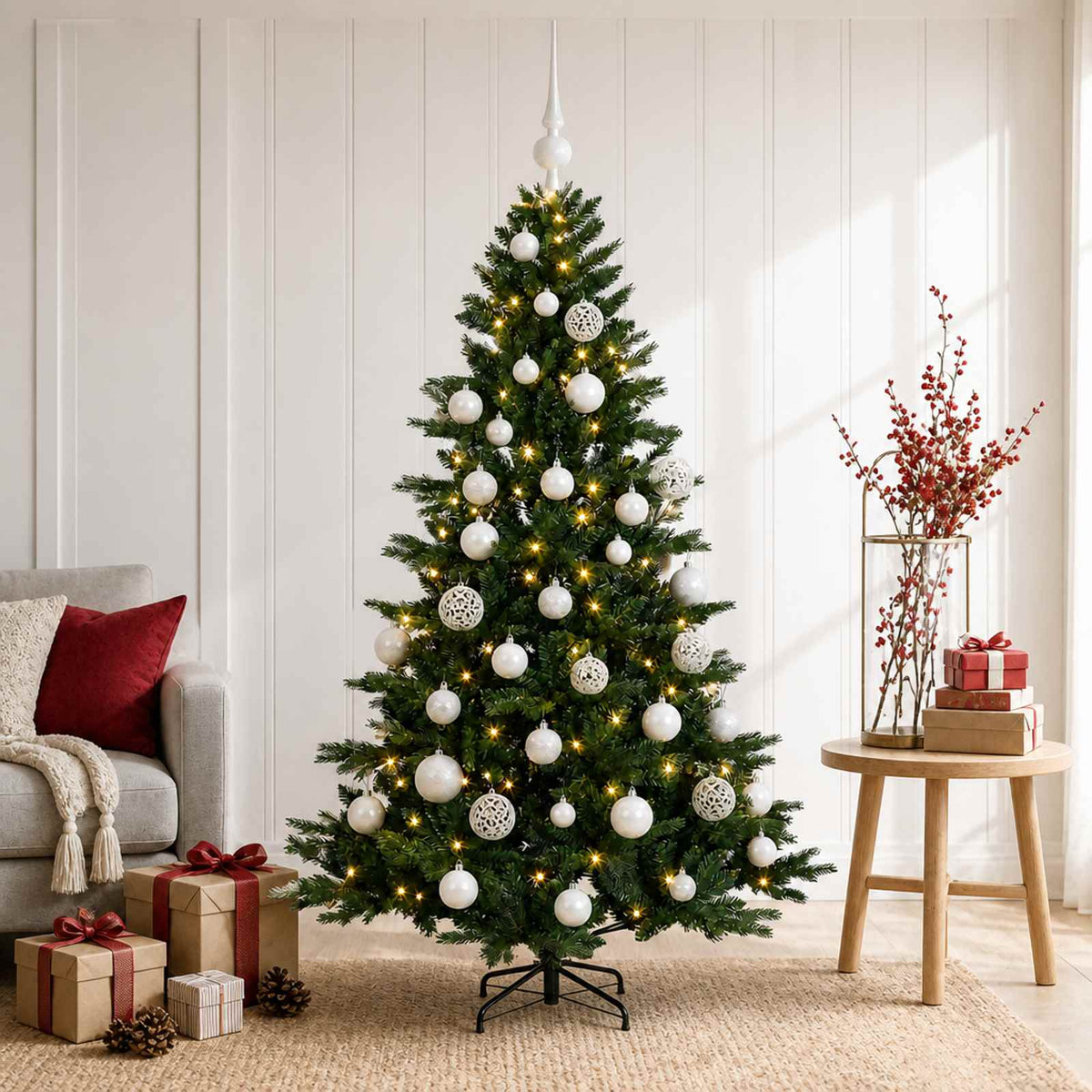 Artificial Christmas Tree with Bauble 150 cm 150 LEDs