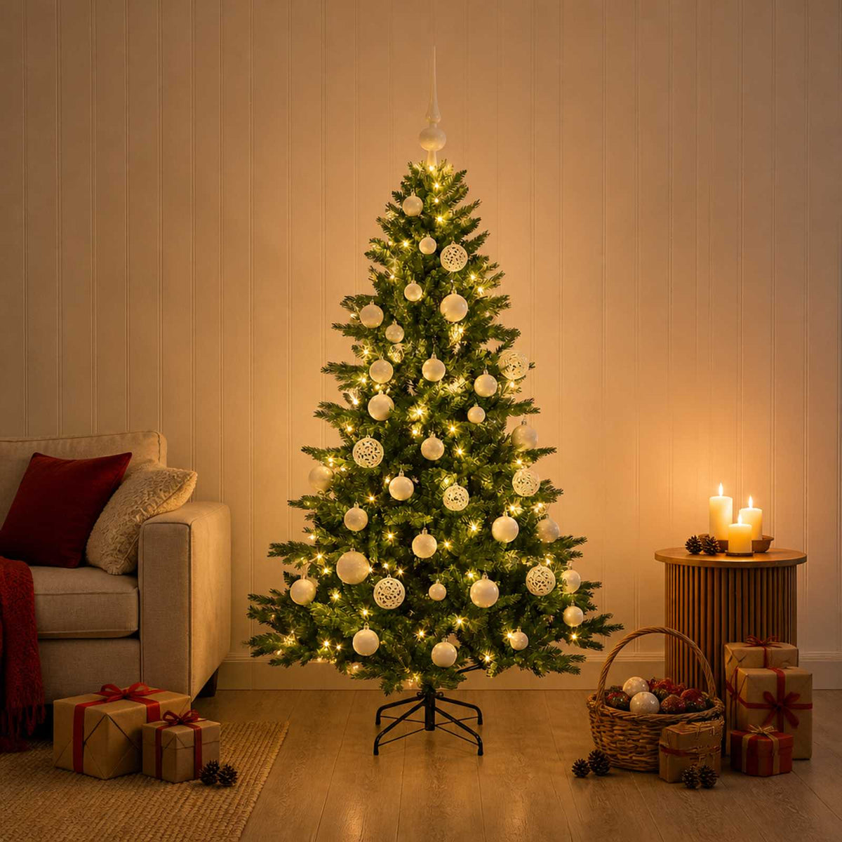 Artificial Christmas Tree with Bauble 150 cm 150 LEDs