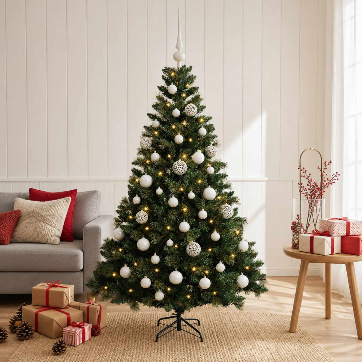 Artificial Christmas Tree with Bauble 150 cm 150 LEDs