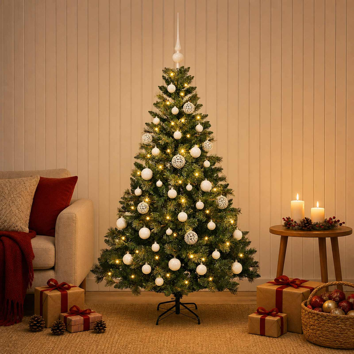 Artificial Christmas Tree with Bauble 150 cm 150 LEDs