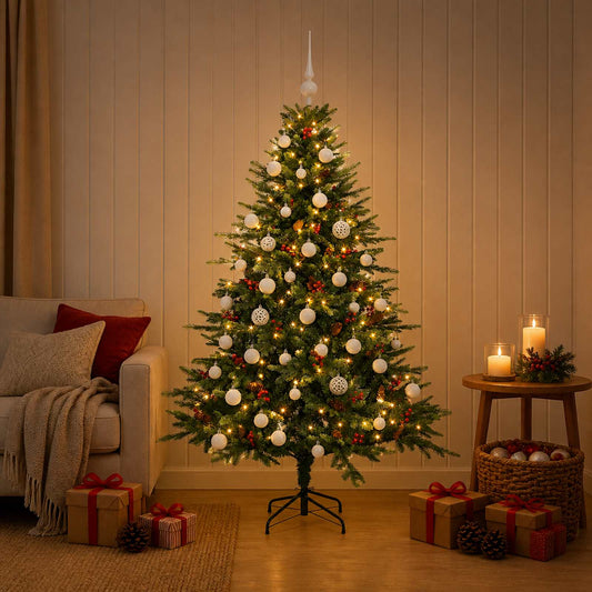 Artificial Christmas Tree with Bauble 150 cm 150 LEDs