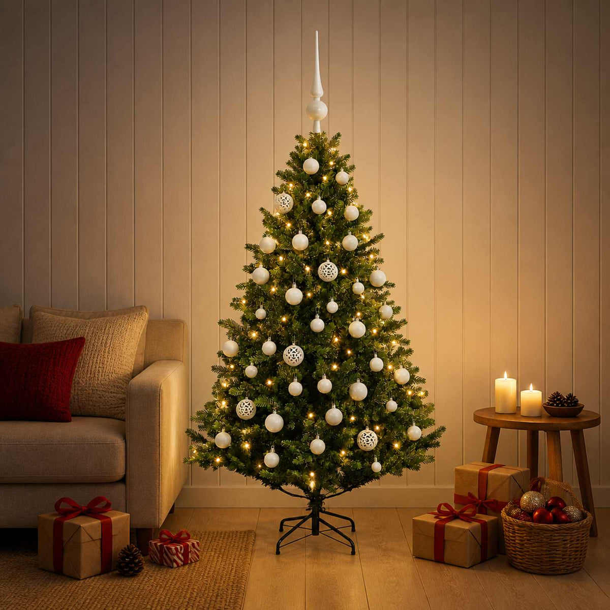Artificial Christmas Tree with Bauble 120 cm 150 LEDs