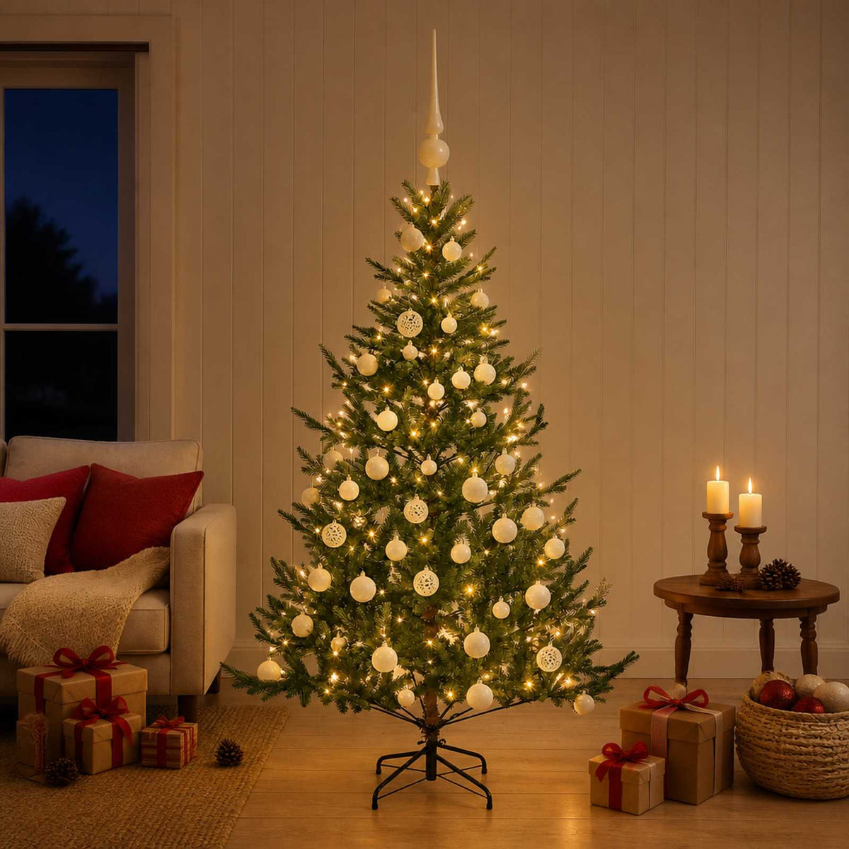 Artificial Christmas Tree with Bauble 120 cm 150 LEDs