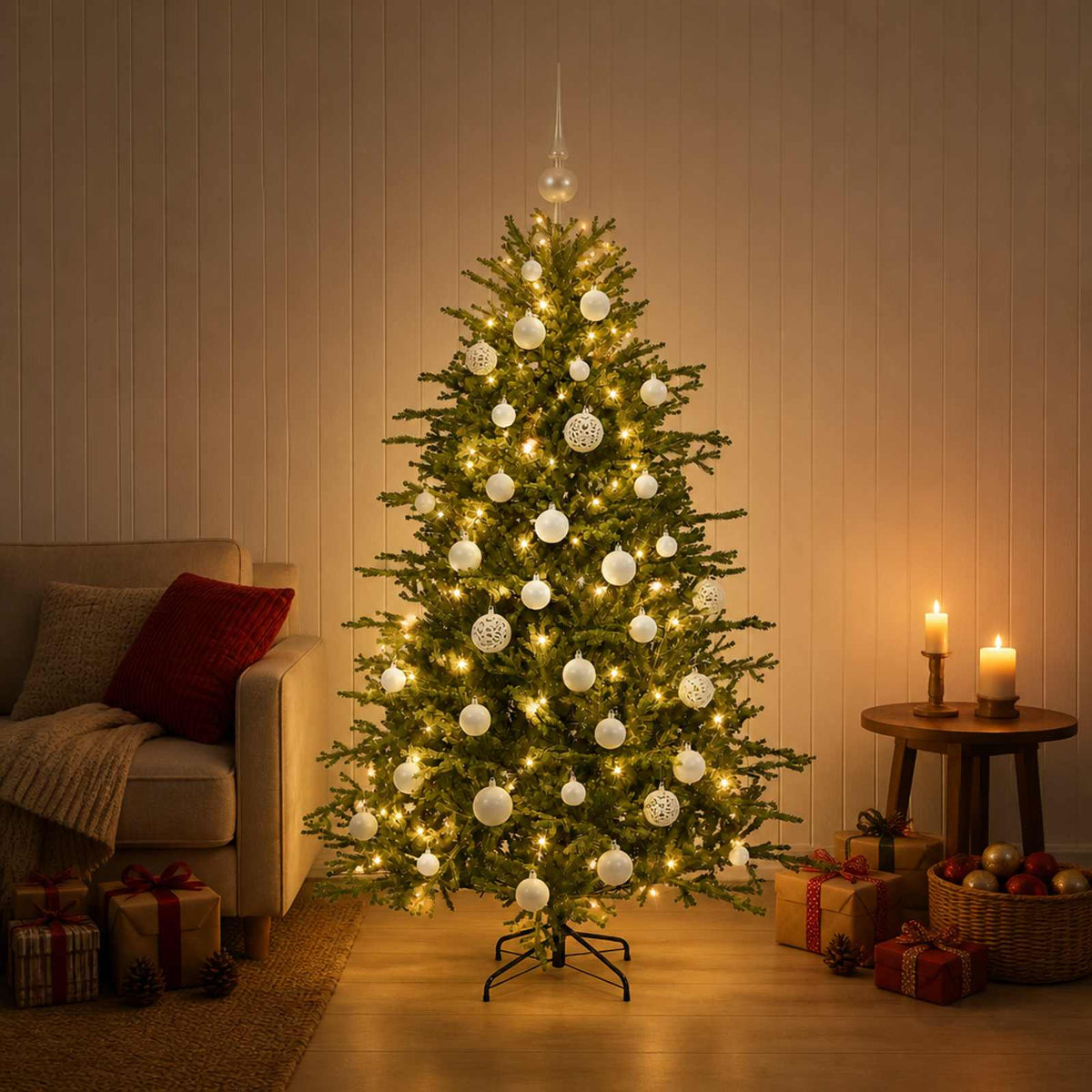 Artificial Christmas Tree with Bauble 150 cm 150 LEDs