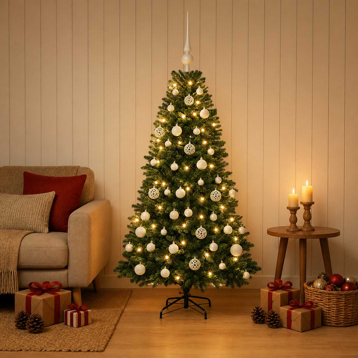 Artificial Christmas Tree with Bauble 150 cm 150 LEDs