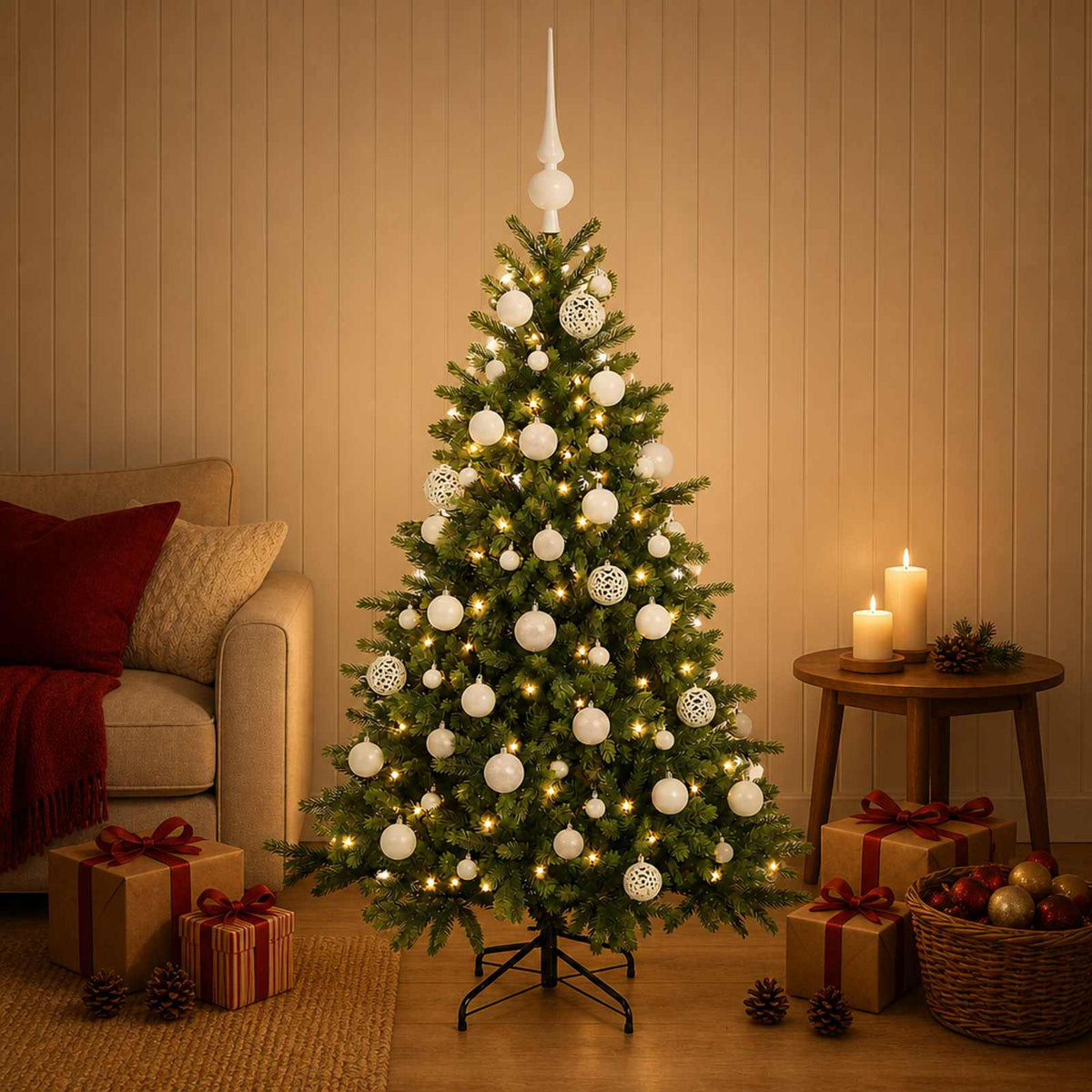 Artificial Christmas Tree with Bauble 150 cm 150 LEDs
