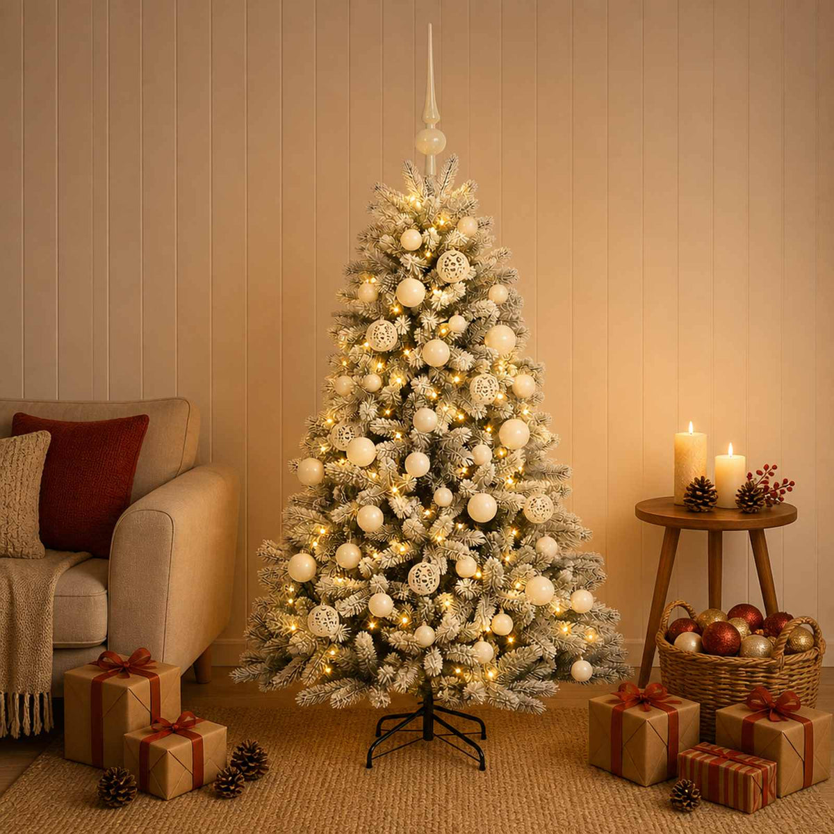 Artificial Christmas Tree with Bauble 120 cm 150 LEDs