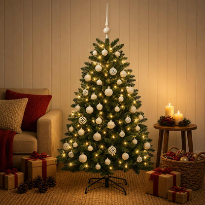 Artificial Christmas Tree Mid-green with Bauble 150 cm 150 LEDs