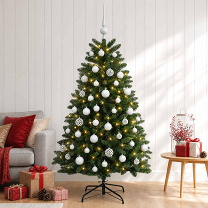 Artificial Christmas Tree Mid-green with Bauble 150 cm 150 LEDs