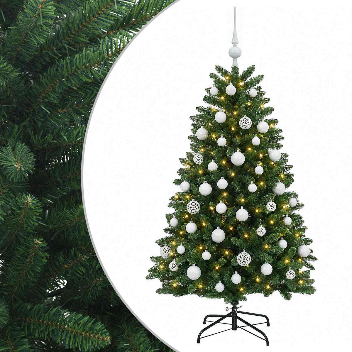 Artificial Christmas Tree Mid-green with Bauble 150 cm 150 LEDs
