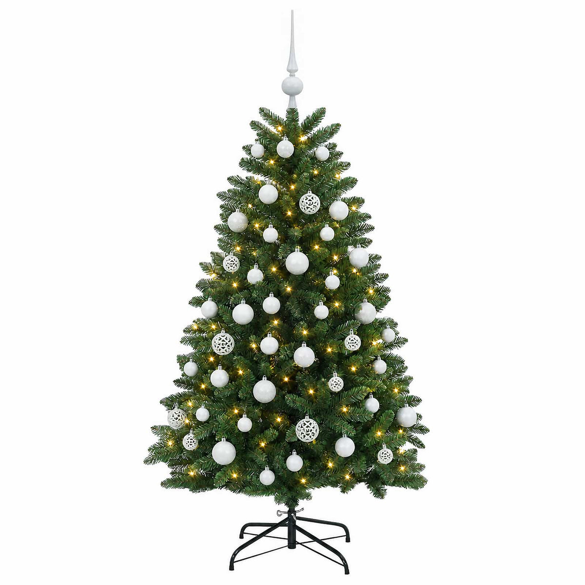 Artificial Christmas Tree Mid-green with Bauble 150 cm 150 LEDs