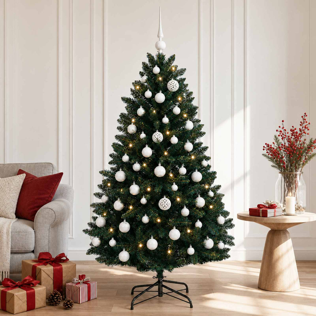 Artificial Christmas Tree Dark Green with Bauble 120 cm