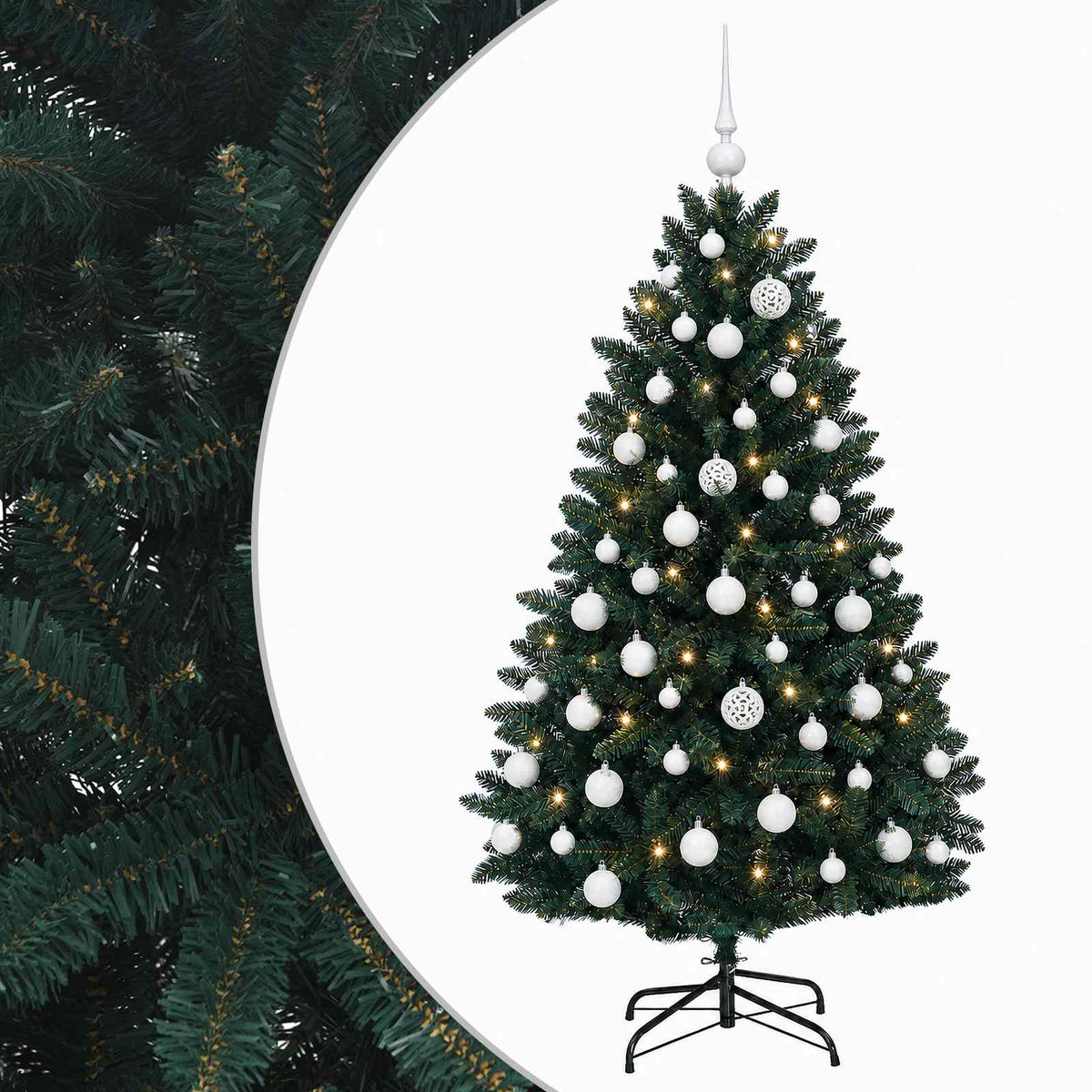 Artificial Christmas Tree Dark Green with Bauble 150 cm
