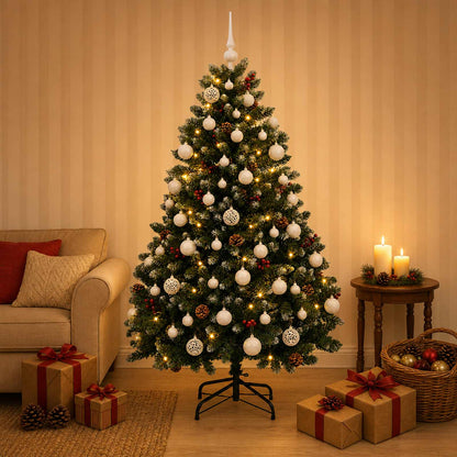 Artificial Christmas Tree Green with Bauble 150 cm 150 LEDs
