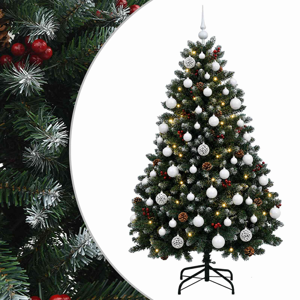 Artificial Christmas Tree Green with Bauble 150 cm 150 LEDs