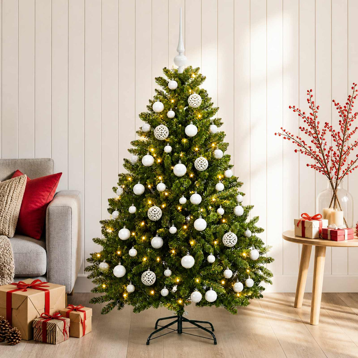 Artificial Christmas Tree Light Green with Bauble 120 cm