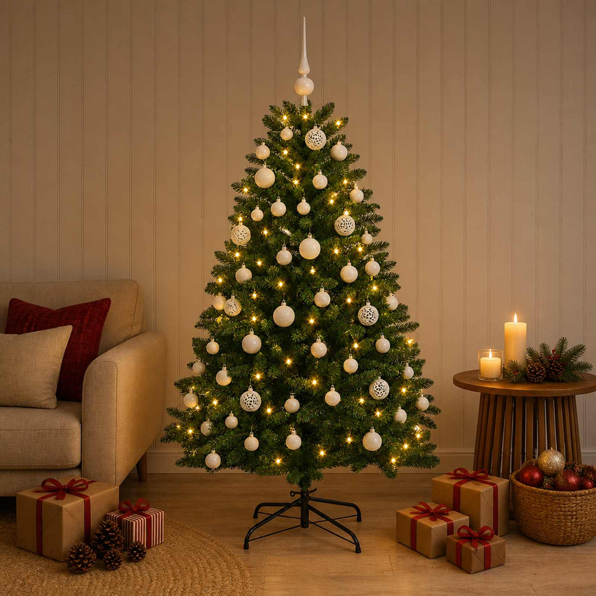 Artificial Christmas Tree Mid-green with Ornament 120 cm