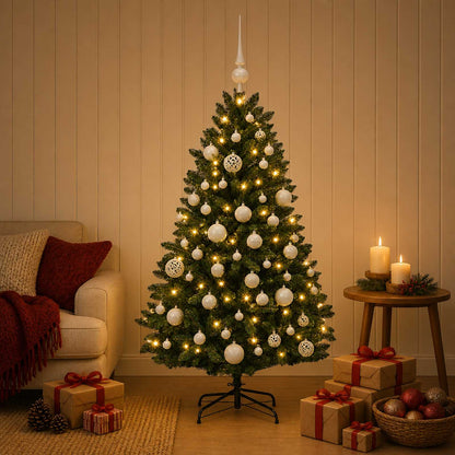 Artificial Christmas Tree Dark Green with Baubles 120 cm