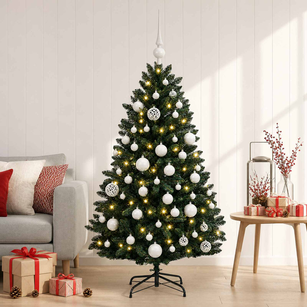 Artificial Christmas Tree Dark Green with Baubles 120 cm