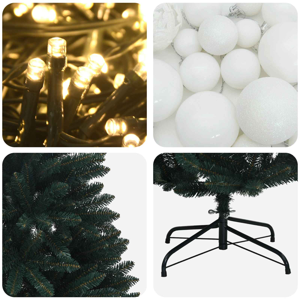 Artificial Christmas Tree, Dark Green, with Baubles 150 cm