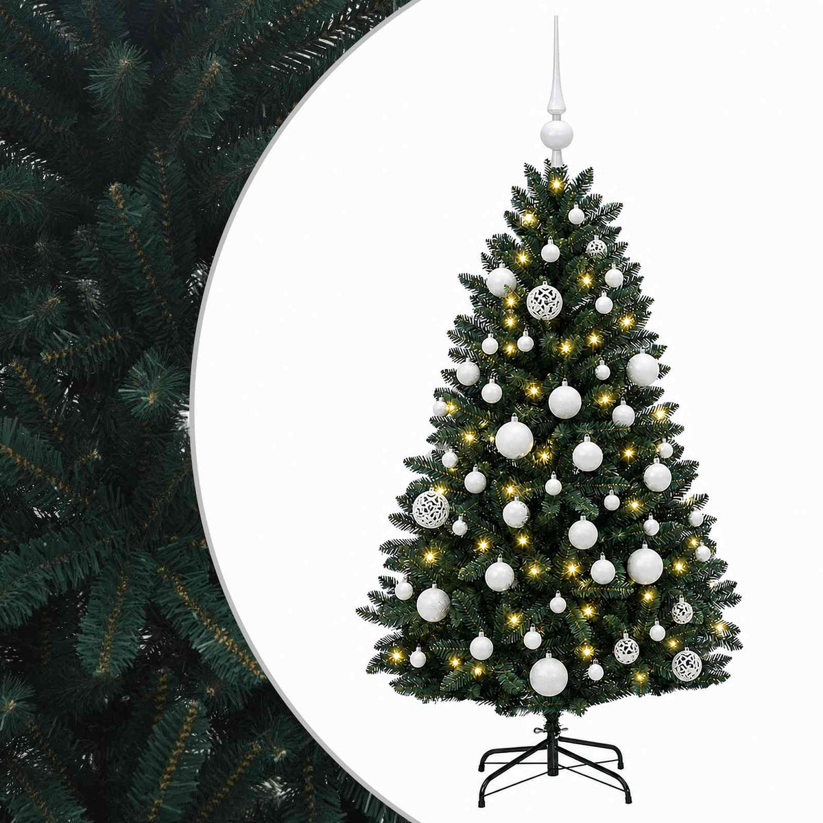 Artificial Christmas Tree, Dark Green, with Baubles 150 cm