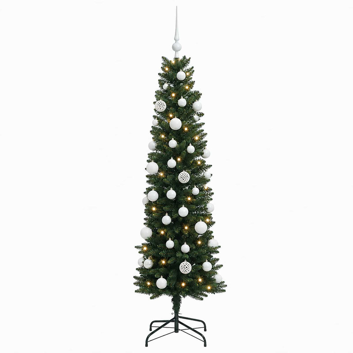 Artificial Slim Christmas Tree with Bauble 120 cm 150 LEDs