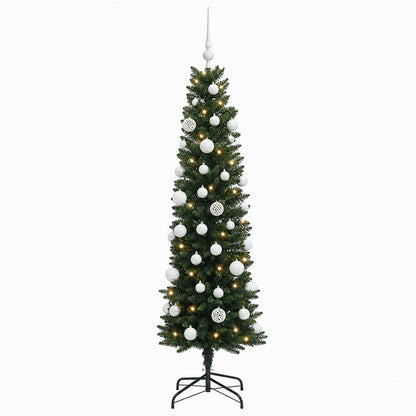 Artificial Slim Christmas Tree with Bauble 120 cm 150 LEDs