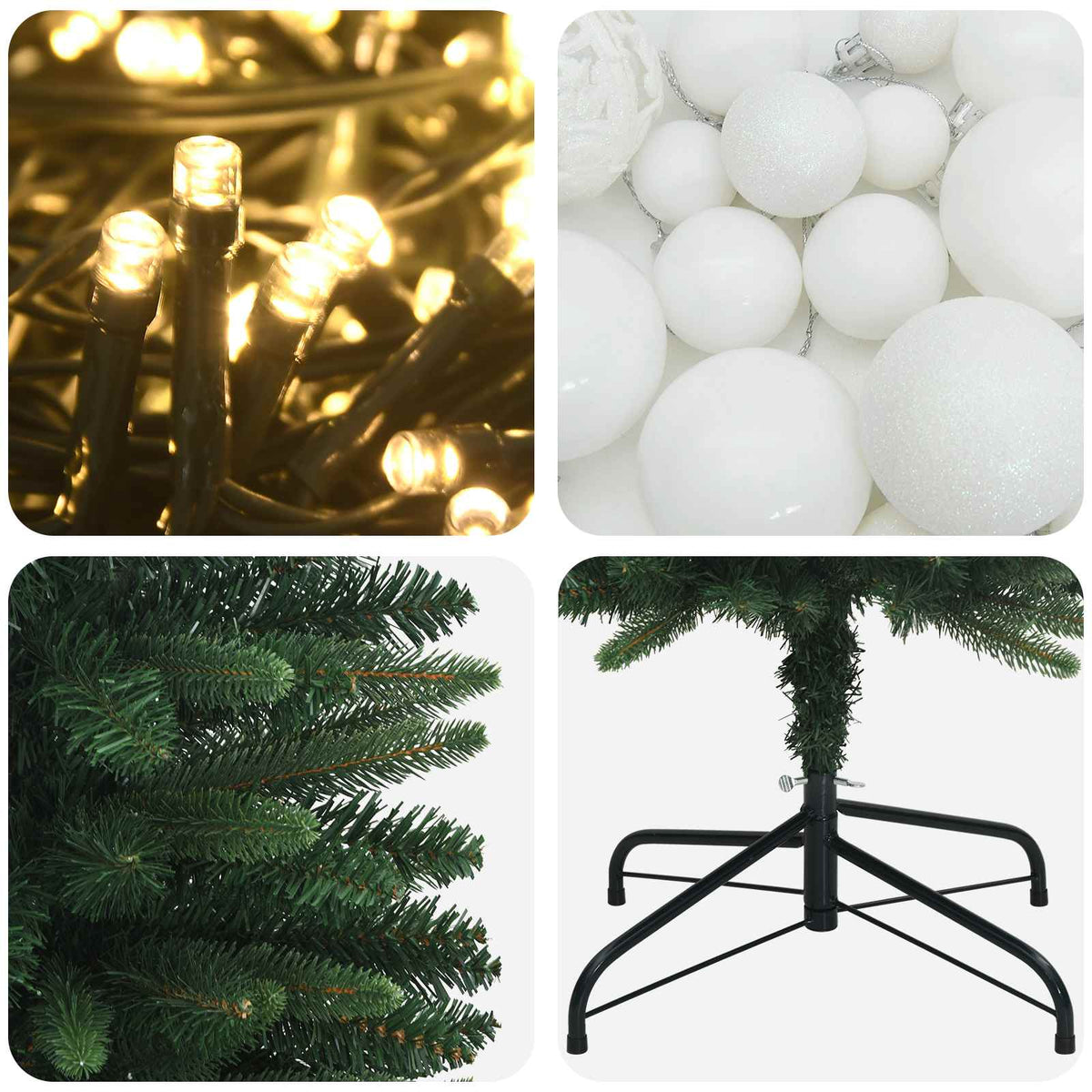 Artificial Slim Christmas Tree with Bauble 150 cm 150 LEDs