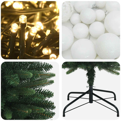 Artificial Slim Christmas Tree with Bauble 150 cm 150 LEDs