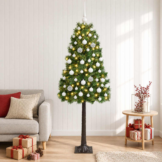 Artificial Hinged Christmas Tree with Baubles 150 cm 150 LEDs
