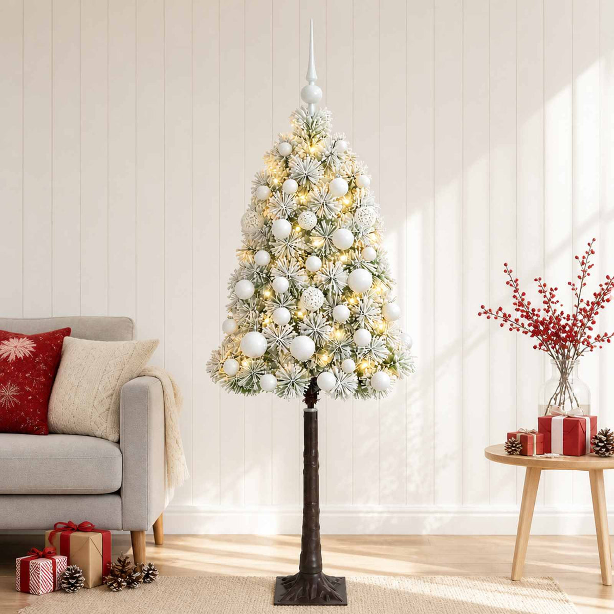Artificial Hinged Christmas Tree with Baubles 120 cm 150 LEDs