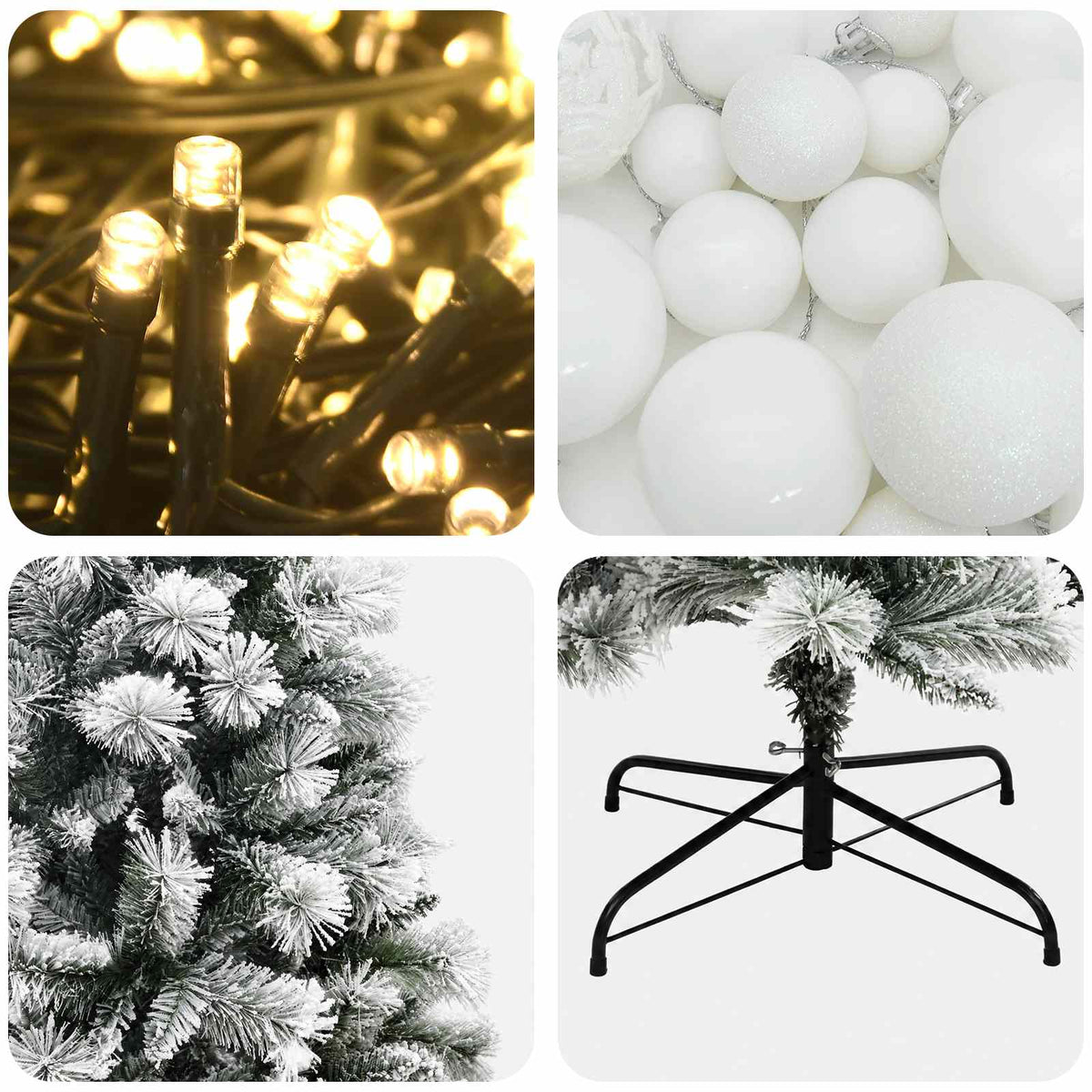 Artificial Hinged Christmas Tree with Baubles 150 cm 150 LEDs