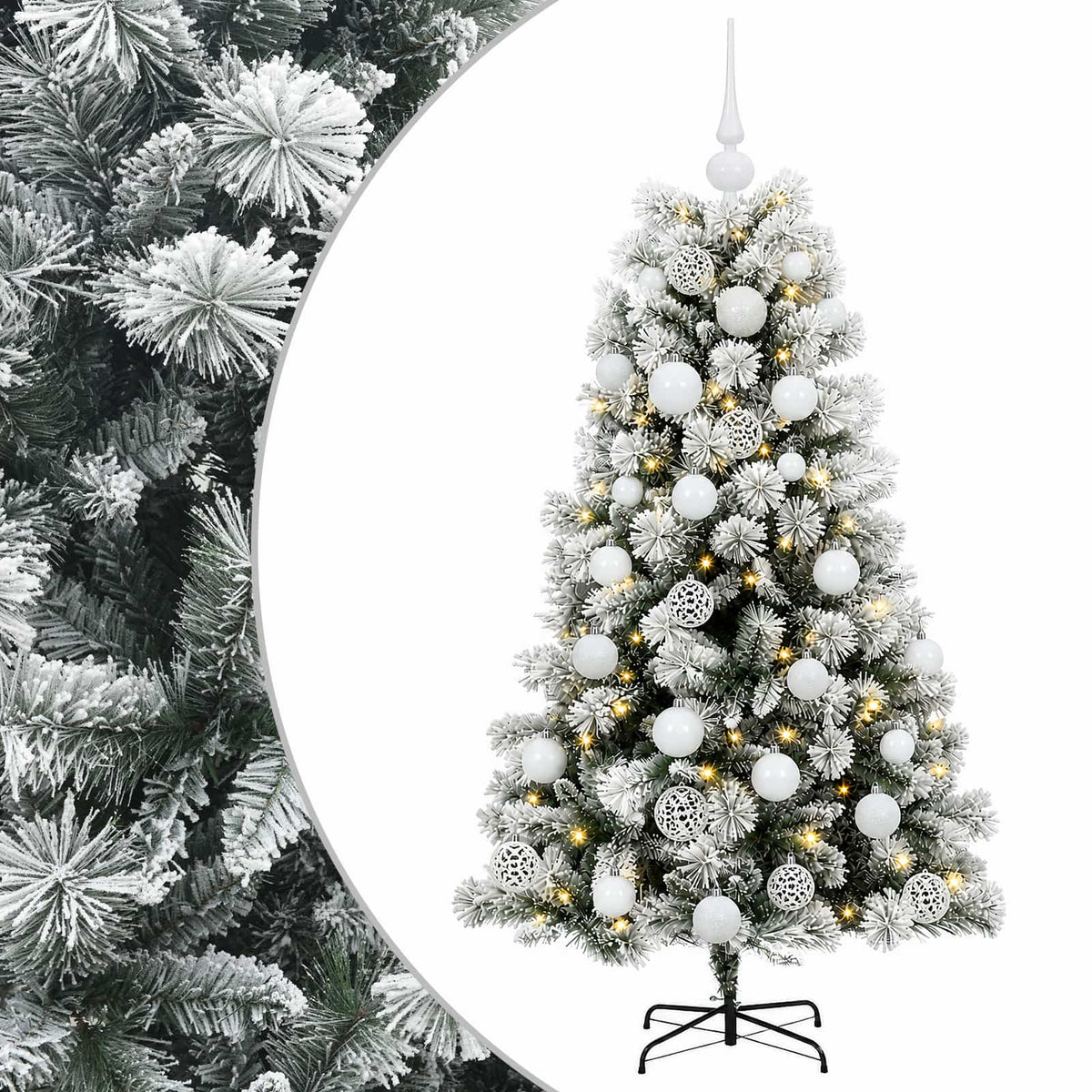 Artificial Hinged Christmas Tree with Baubles 150 cm 150 LEDs