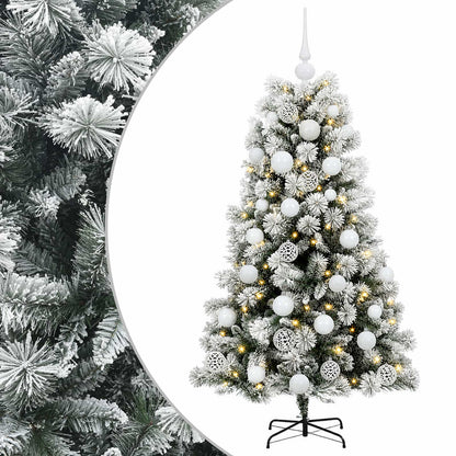 Artificial Hinged Christmas Tree with Baubles 150 cm 150 LEDs