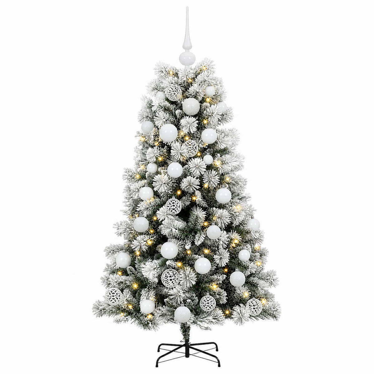 Artificial Hinged Christmas Tree with Baubles 150 cm 150 LEDs
