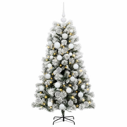 Artificial Hinged Christmas Tree with Baubles 150 cm 150 LEDs