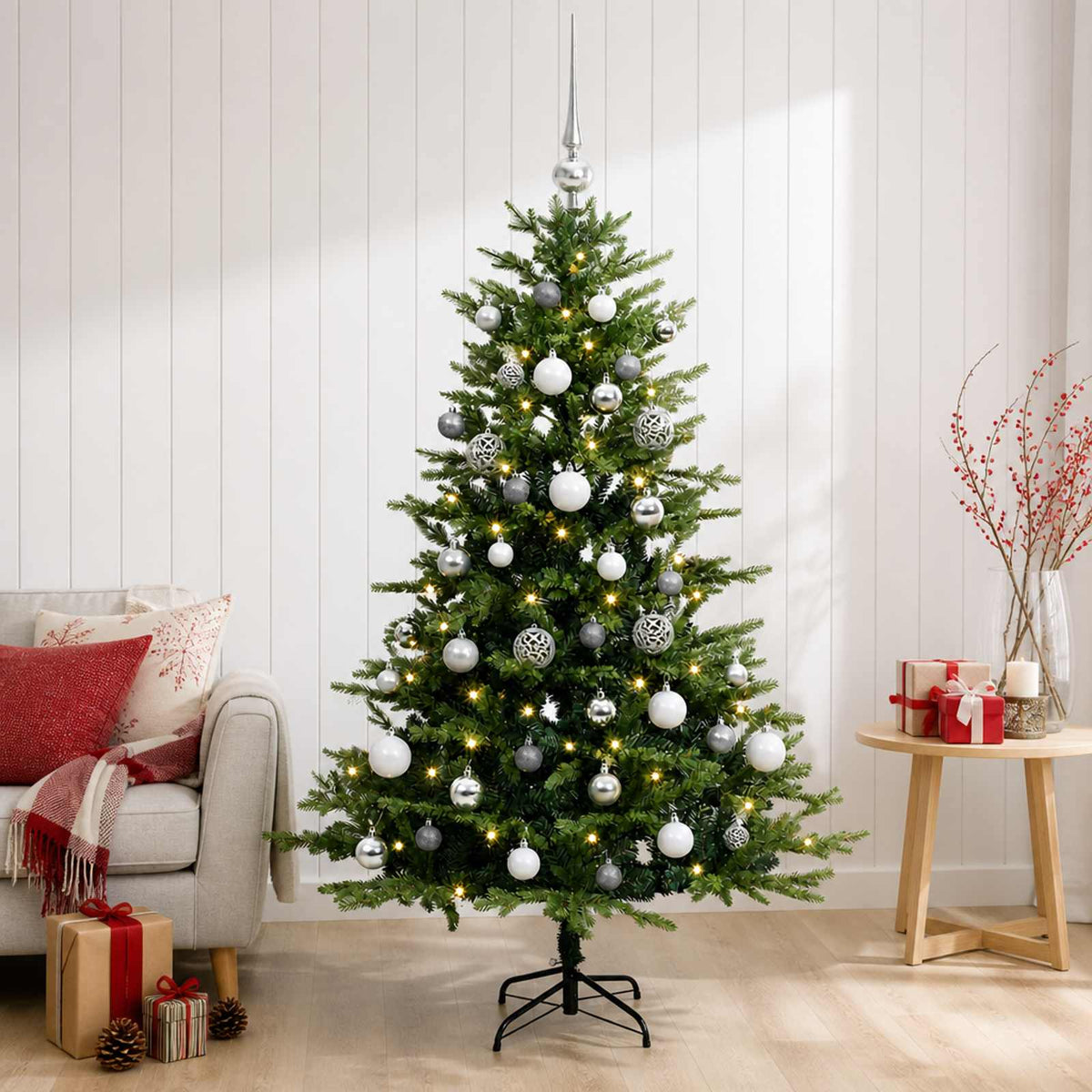 Artificial Christmas Tree with Bauble 120 cm 150 LEDs