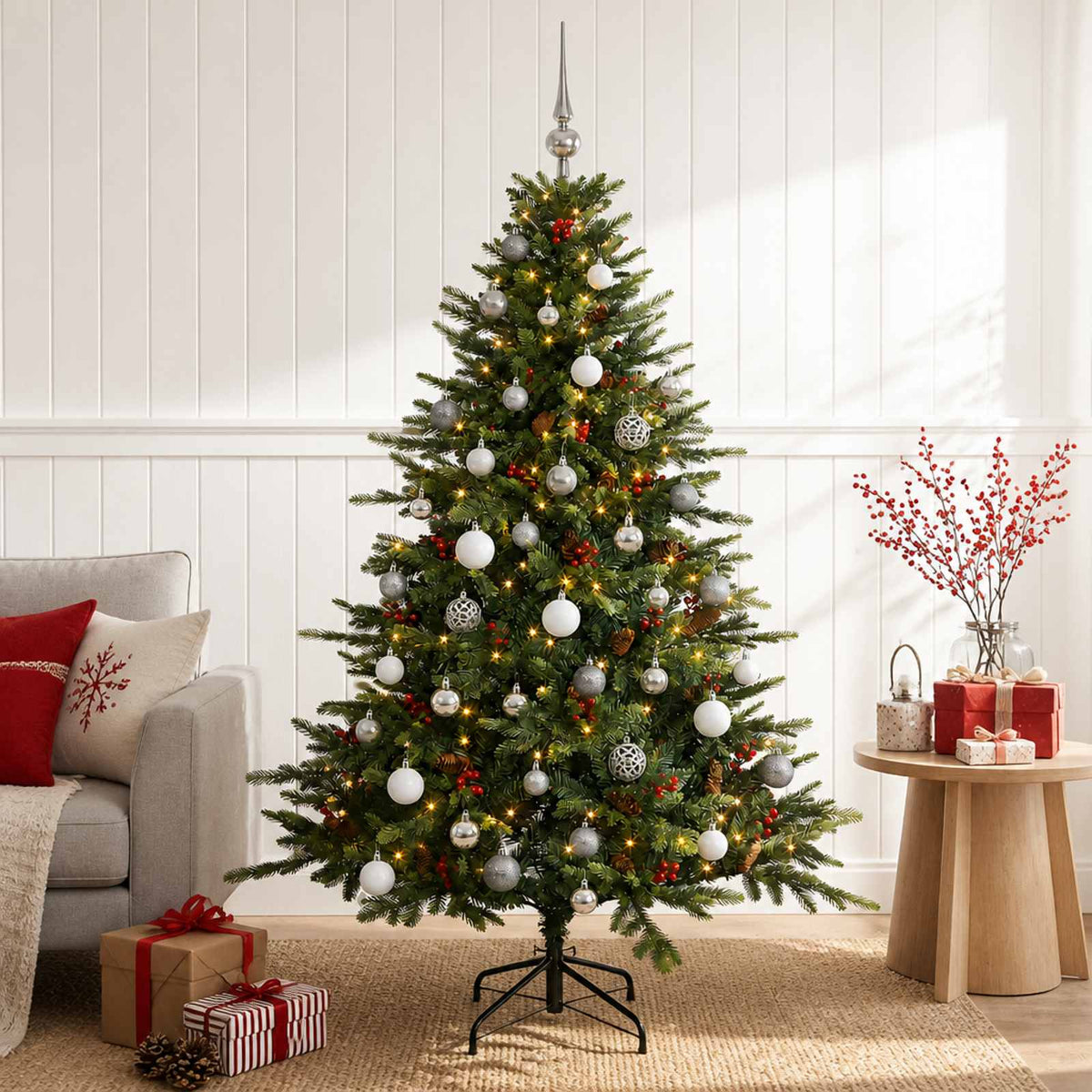 Artificial Christmas Tree with Bauble 150 cm 150 LEDs