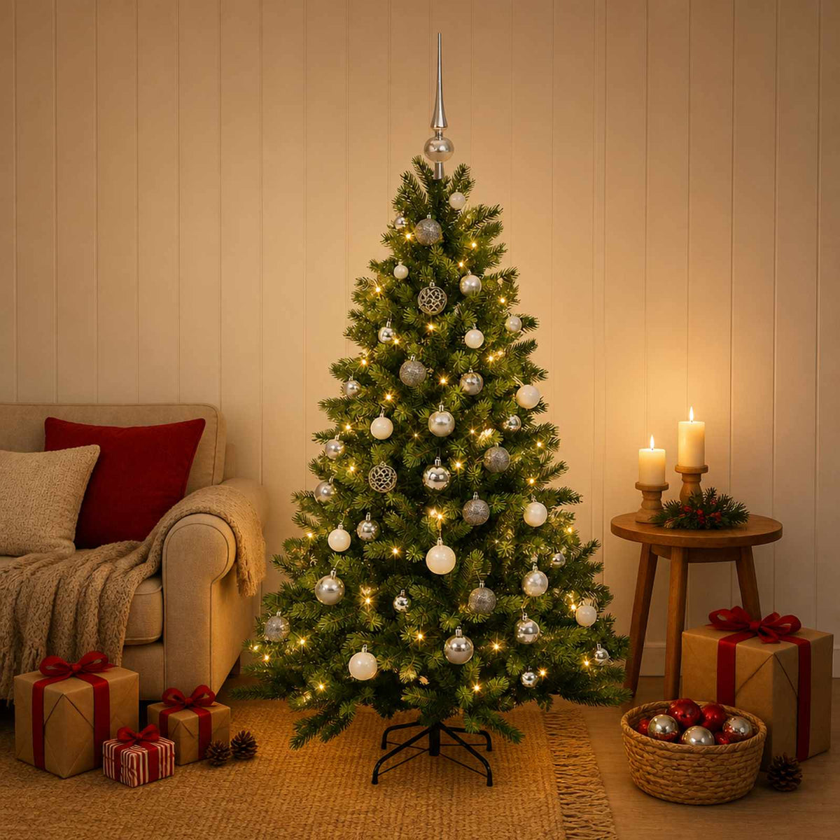 Artificial Christmas Tree with Bauble 120 cm 150 LEDs