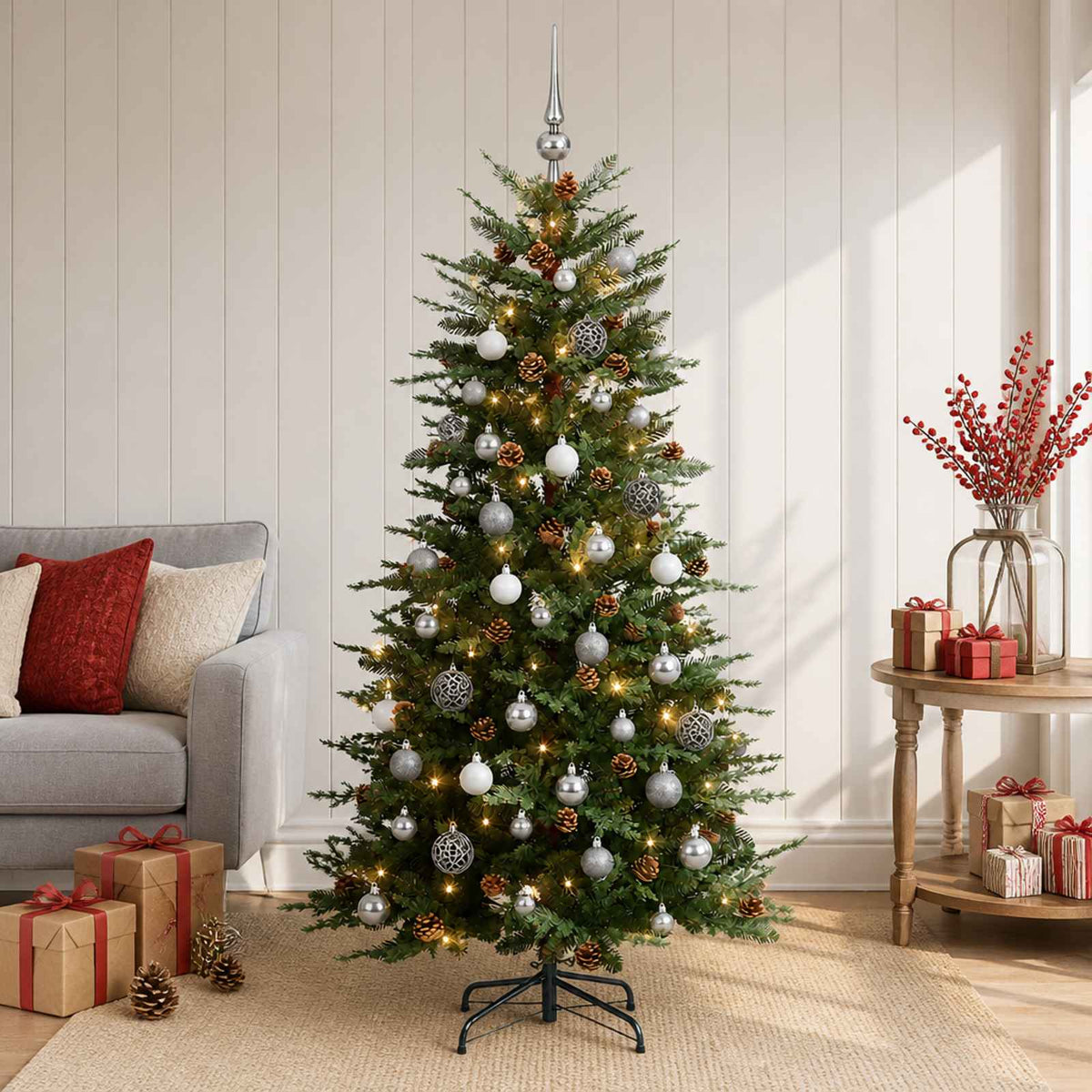 Artificial Christmas Tree with Bauble 120 cm 150 LEDs