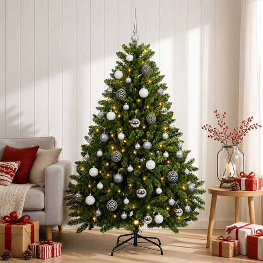 Light Green Artificial Christmas Tree with Baubles 180 cm