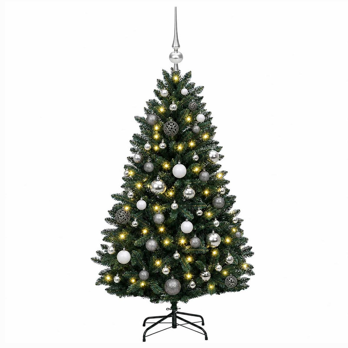 Artificial Christmas Tree, Dark Green, with Baubles 150 cm