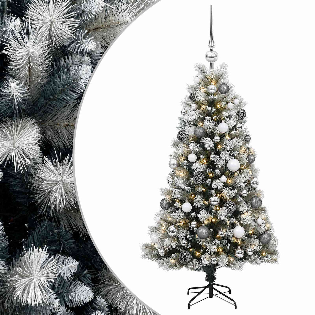 Artificial Hinged Christmas Tree with Baubles 120 cm 150 LEDs