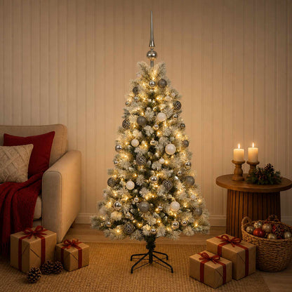 Artificial Hinged Christmas Tree with Baubles 120 cm 150 LEDs