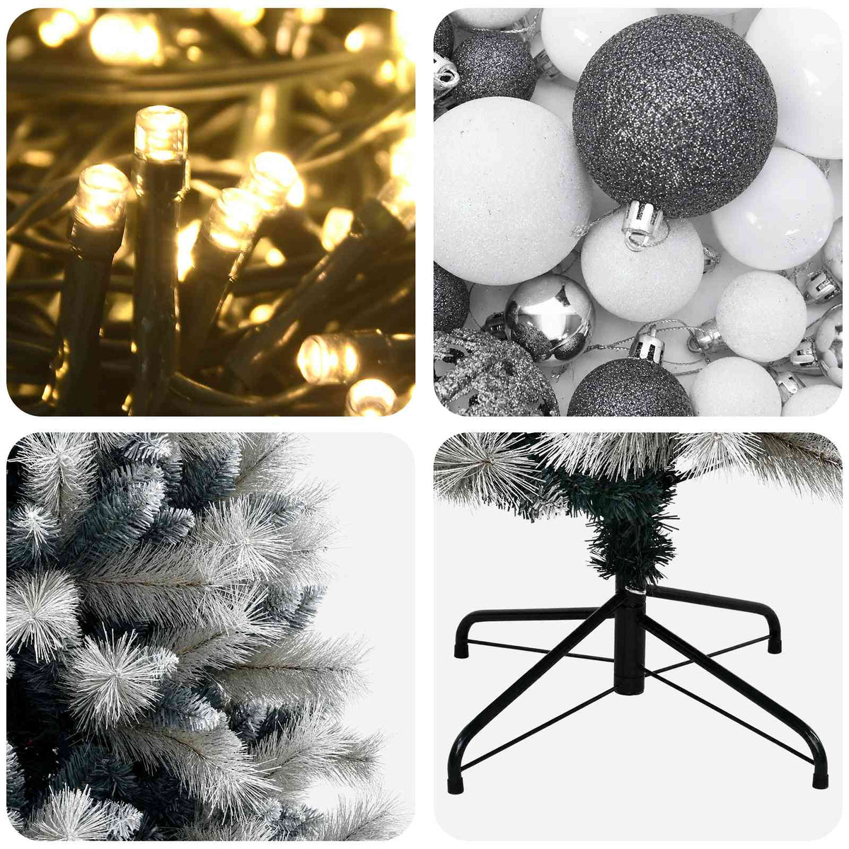 Artificial Hinged Christmas Tree with Baubles 150 cm 150 LEDs