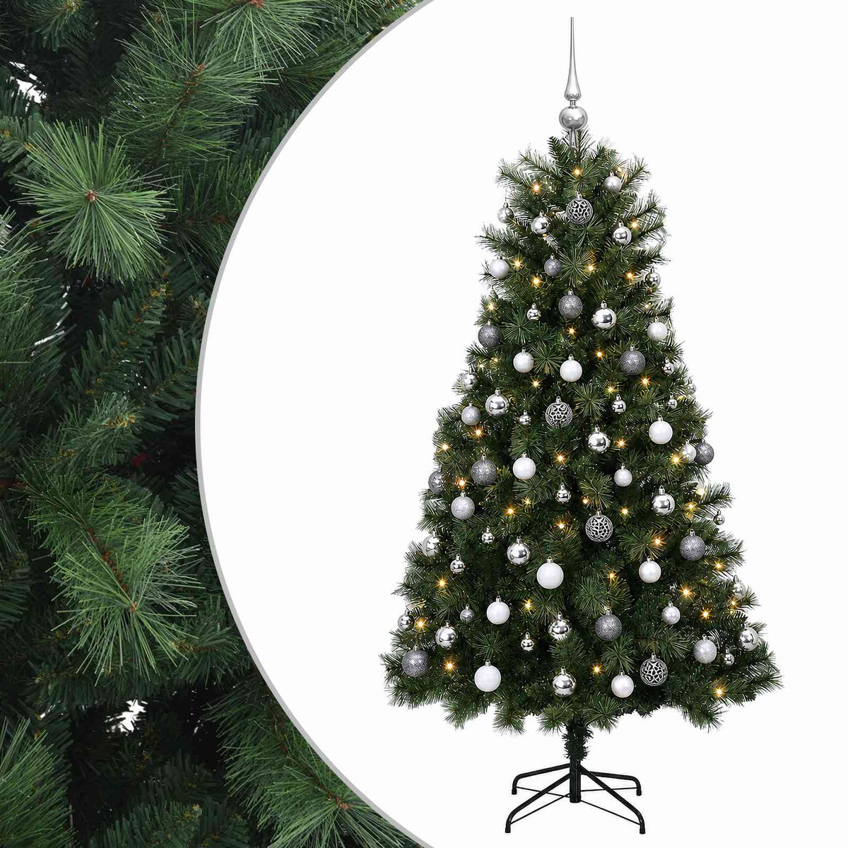 Artificial Hinged Christmas Tree with Baubles 120 cm 150 LEDs
