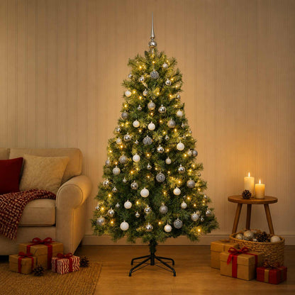 Artificial Hinged Christmas Tree with Baubles 120 cm 150 LEDs