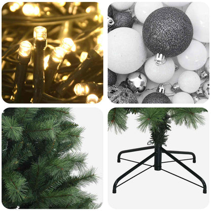 Artificial Hinged Christmas Tree with Baubles 150 cm 150 LEDs